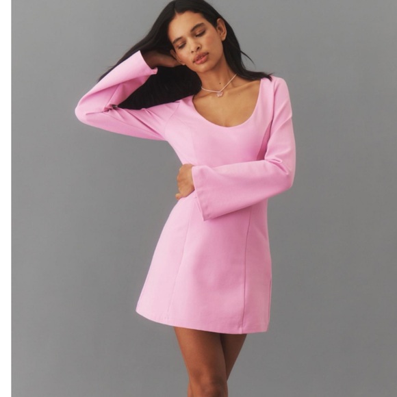 Anthropologie Dresses & Skirts - NWT Maeve Long-Sleeve Scoop-Neck Mini Dress in Pink L